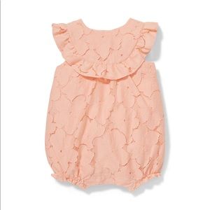Janie and Jack NWT lace romper in tropical peach